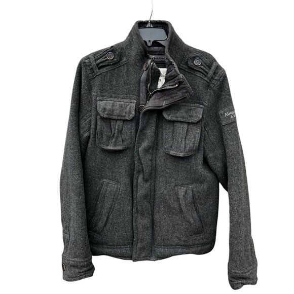 Abercrombie & Fitch Elk Lake Wool Jacket Coat Men’s Size Medium Gray Thick - Picture 1 of 15